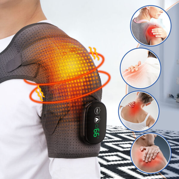 USB Rechargeable Convenient Electric Heating Shoulder Massage Heated Back Shoulder Brace Adjustable Heating Shoulder Massage Belt For Arm Muscle Relaxation - Image 7