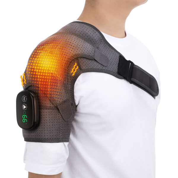 USB Rechargeable Convenient Electric Heating Shoulder Massage Heated Back Shoulder Brace Adjustable Heating Shoulder Massage Belt For Arm Muscle Relaxation - Image 3